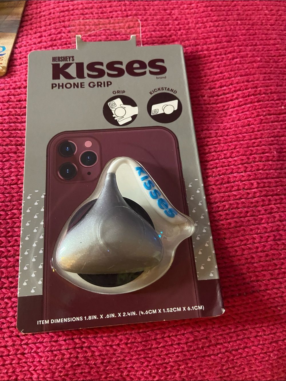 Kisses Silver Phone Grip and Kickstand